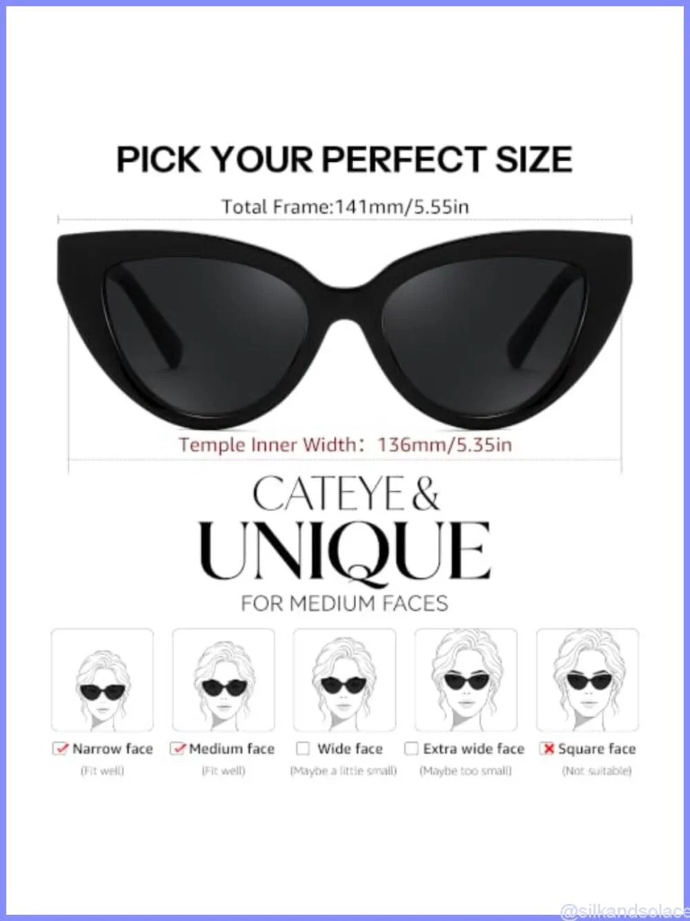 Polarized Cat Eye Sunglasses UV400 Retro Full-Frame Stylish